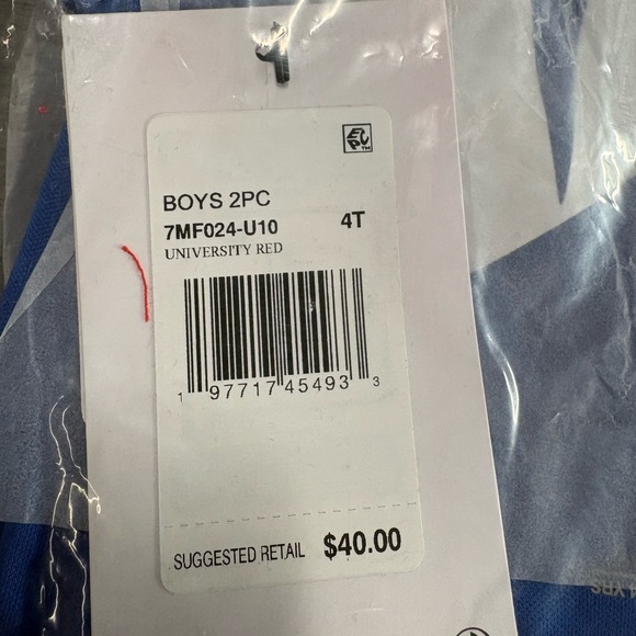 Toddler Boy 4T Nike Dri-Fit Shirt & Short 2 Piece Set Red Blue White Swoosh -NEW - Picture 4 of 5